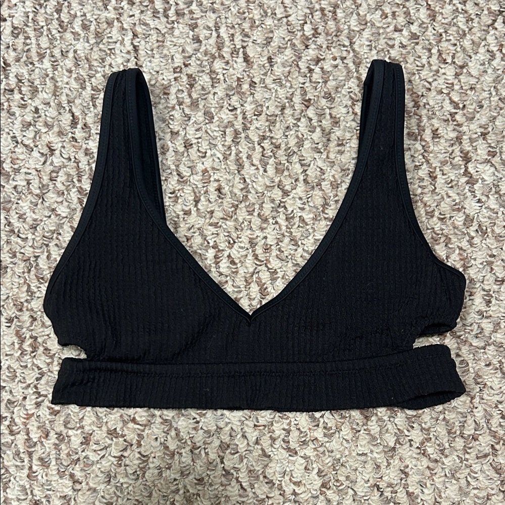 Aerie Black Bikini Top, with side slits.